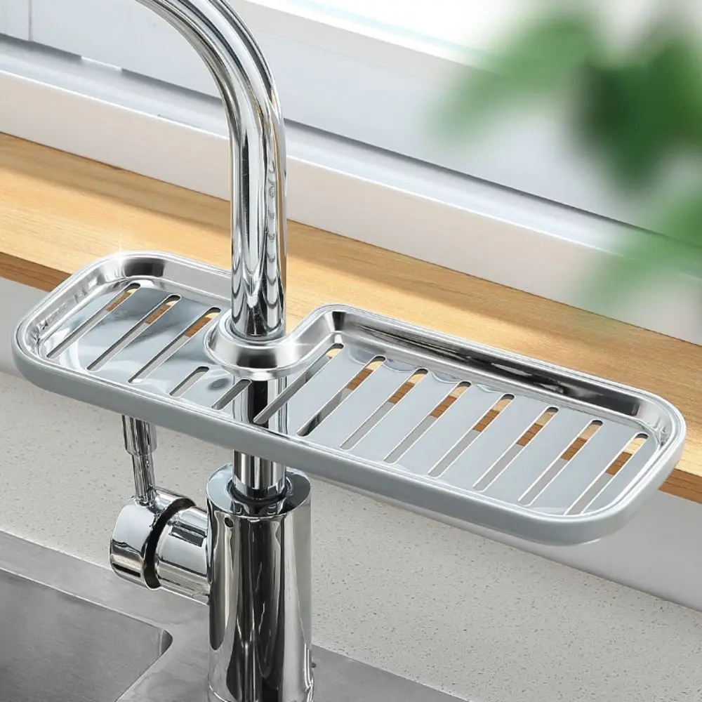 Anti-Rust Stainless Steel Sponge Holder Adjustable Finishing Rack Faucet Rack Pool Rag Storage Drainage Storage