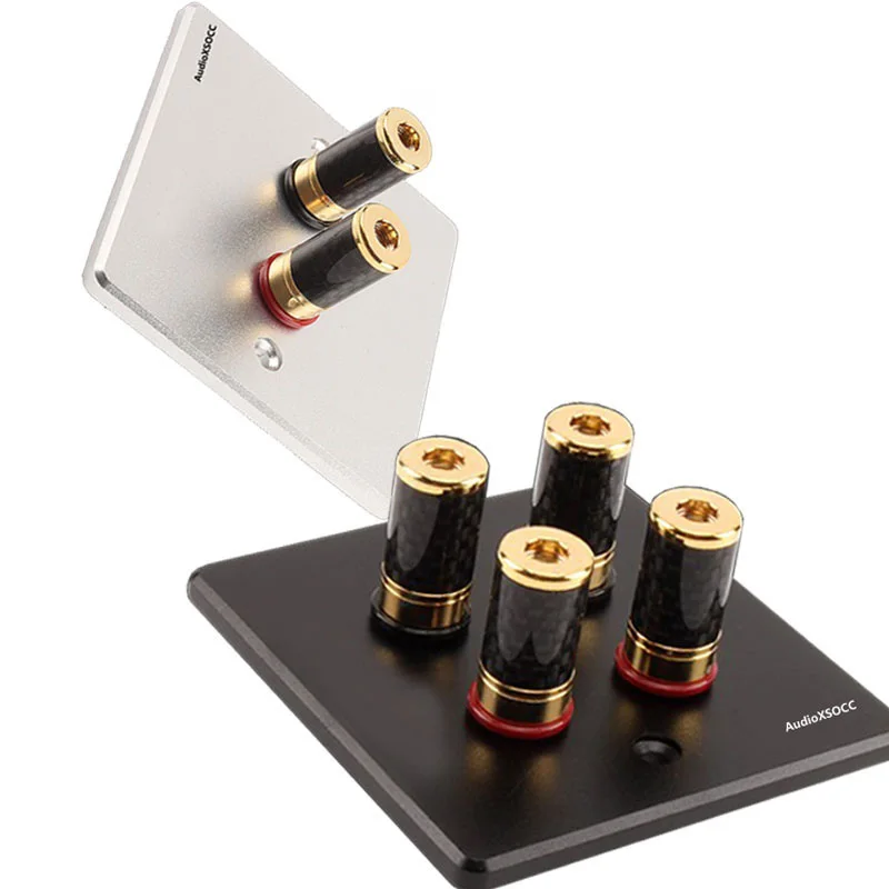 알루미늄 합금 순동 금도금 터미널 컵 바나나 잭 소켓 바인딩 포스트 스피커 박스 플러그 커넥터 레드 + 블랙 86mm