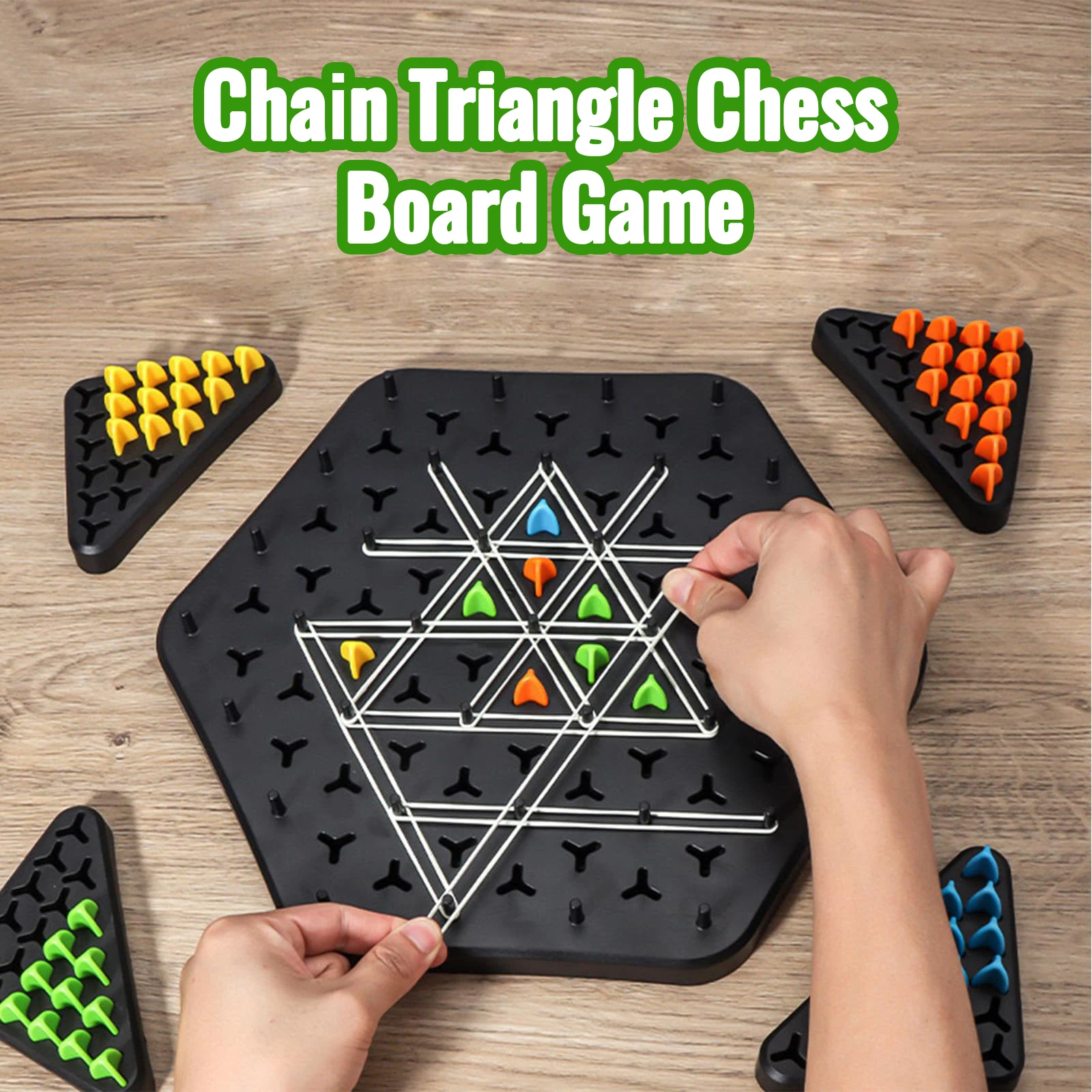 Chain Triangle Chess Game Board Game Rubber Band Geometry Puzzle Party Battle Set for Family Multiplayer Logical Thinking