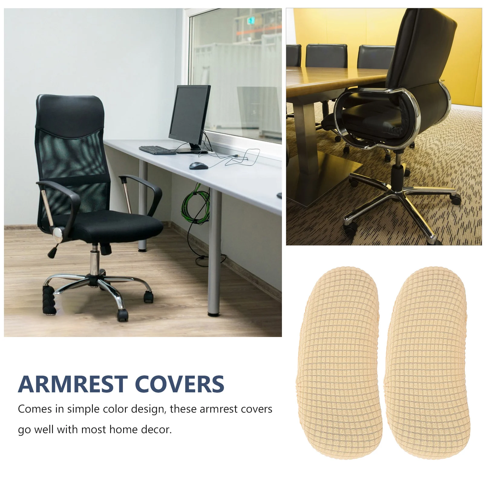 

1 Pair Office Arm Covers Elastic Solid Color Desk Armrest Protectors Polyester For Office Chair Gaming Chair