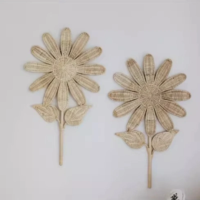 Handwoven Rattan Sunflower Wall Art, Bohemian Home Decor & Photography Prop, Creative Woven Wall Hanging for Studio Decor Gift