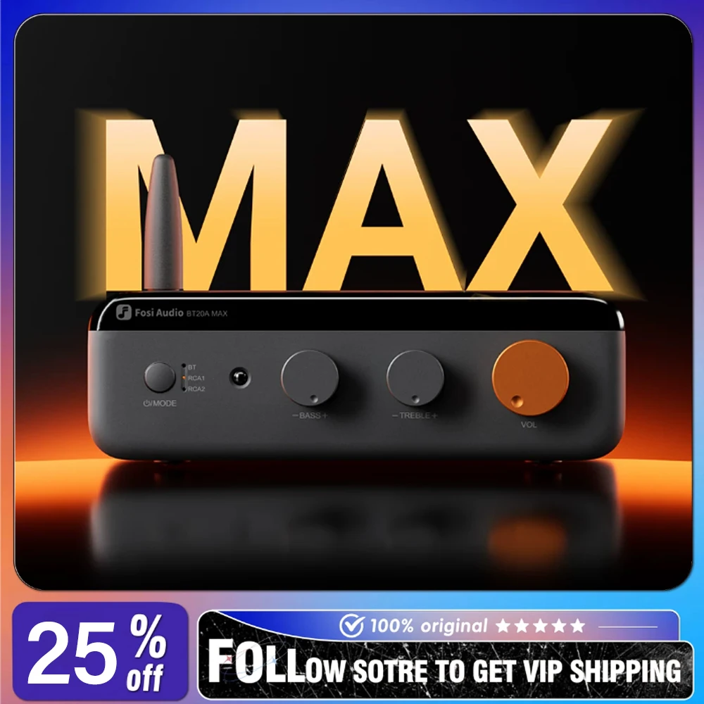 

FosiAudio BT20AMAX 32В/48В GaN Bluetooth цифровой усилитель высокой мощности Hi-Fi 2.1-канальный высококачественный для домашнего аудио и аудиофилов