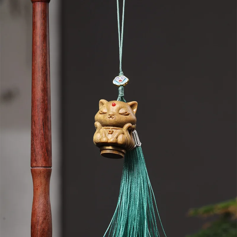 

Green Incense Bag Phone Chain Hanging Rope Sandalwood Nine Tailed Fox Portable Can Open Creative Personalized Pendant For Women