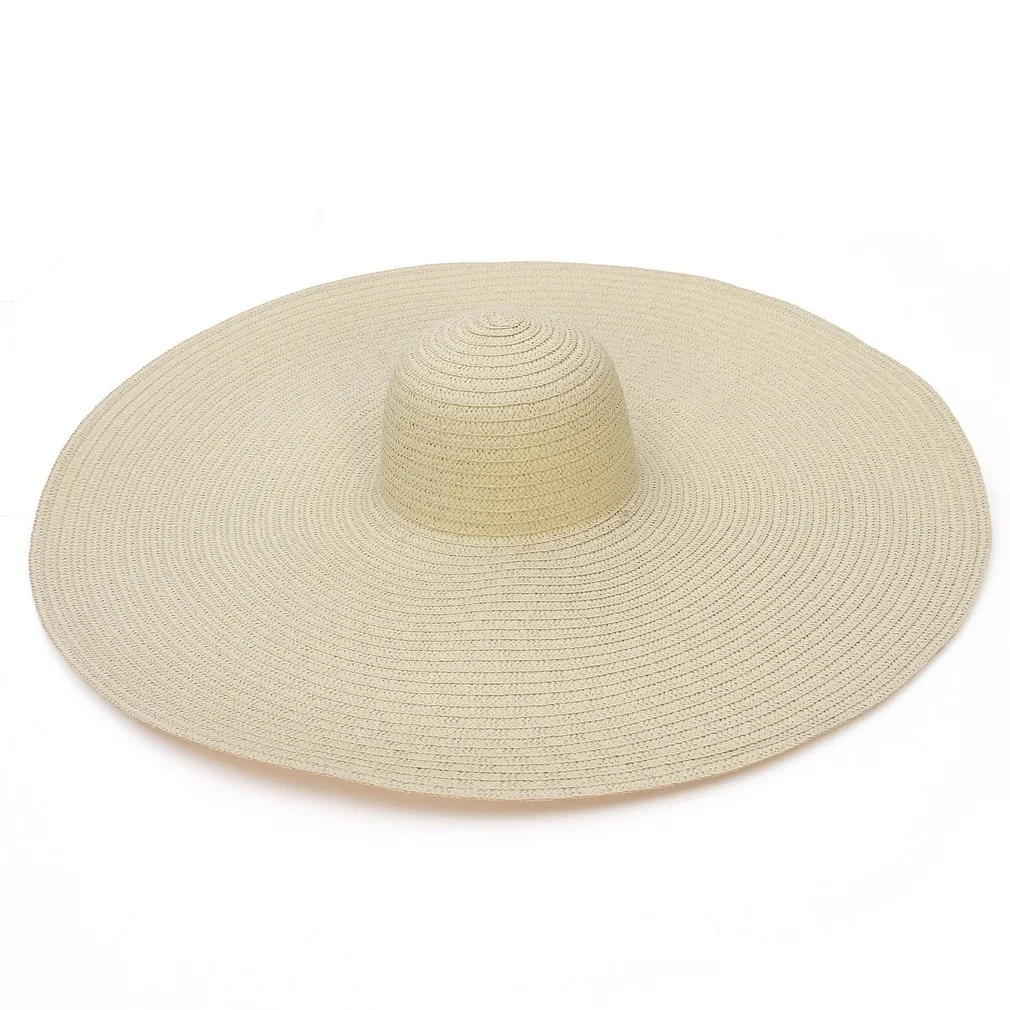 25CM Elegant Women Large Brim Sun Hat Outdoor Travel Hollow Out UV Protection Derby Hat Summer Straw Hat