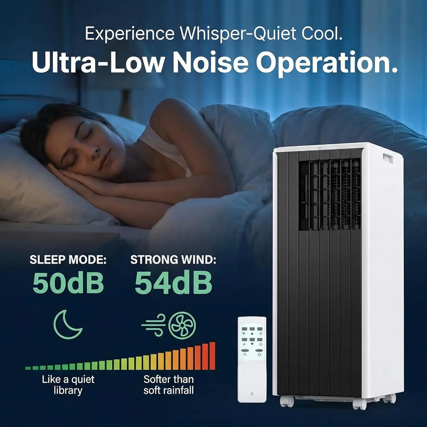 8000 BTU Portable Air Conditioner – 3-in-1 AC Unit, Cools up to 350 Sq. Ft., Cool/Fan/Dehumidifier, 24H Timer & Remote, Installation Kit Included