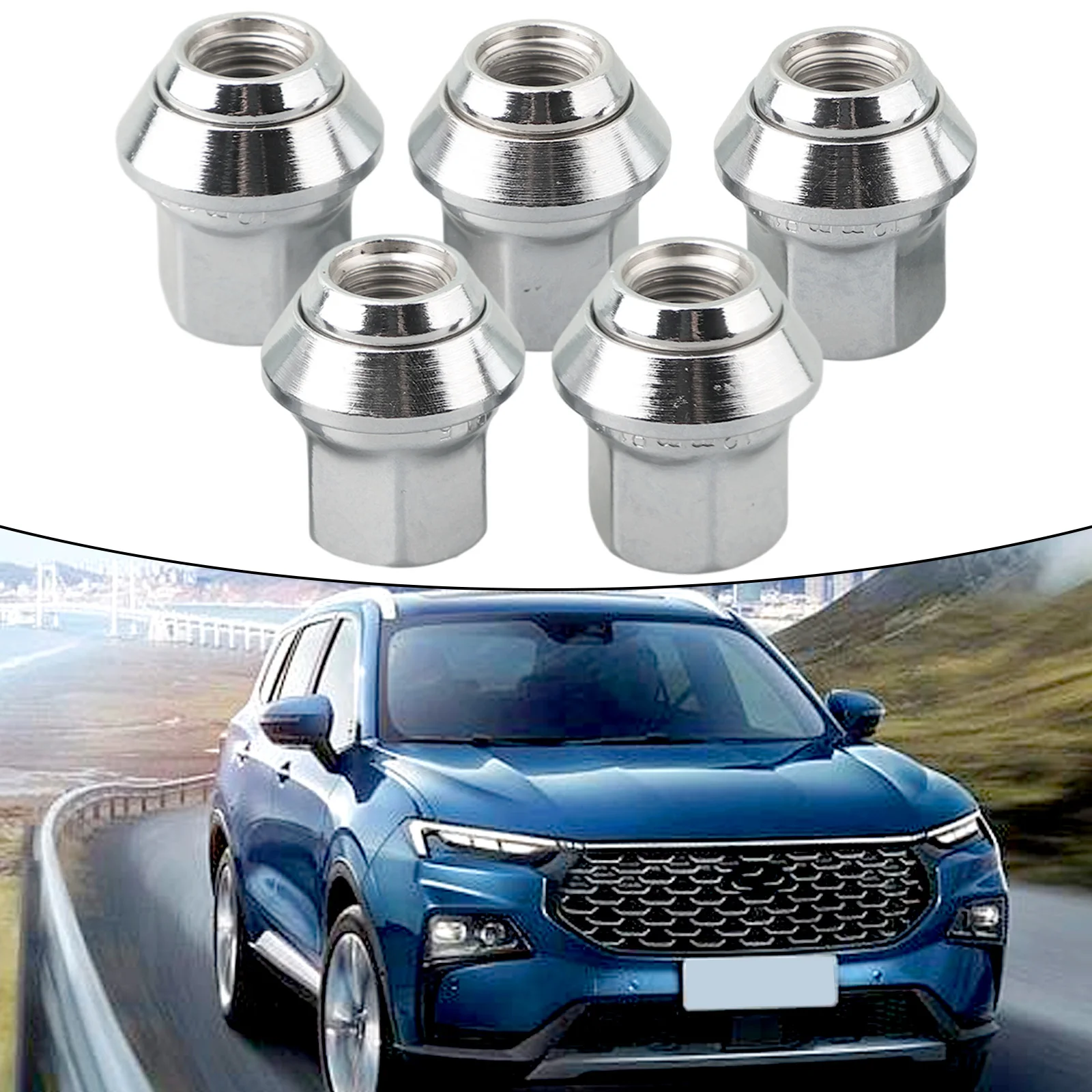 Upgrade Your Vehicle's Wheel Security with 5 Chrome Wheel Nuts for Ford Focus & For Volvo C30 C70 II S40 II V40 V50