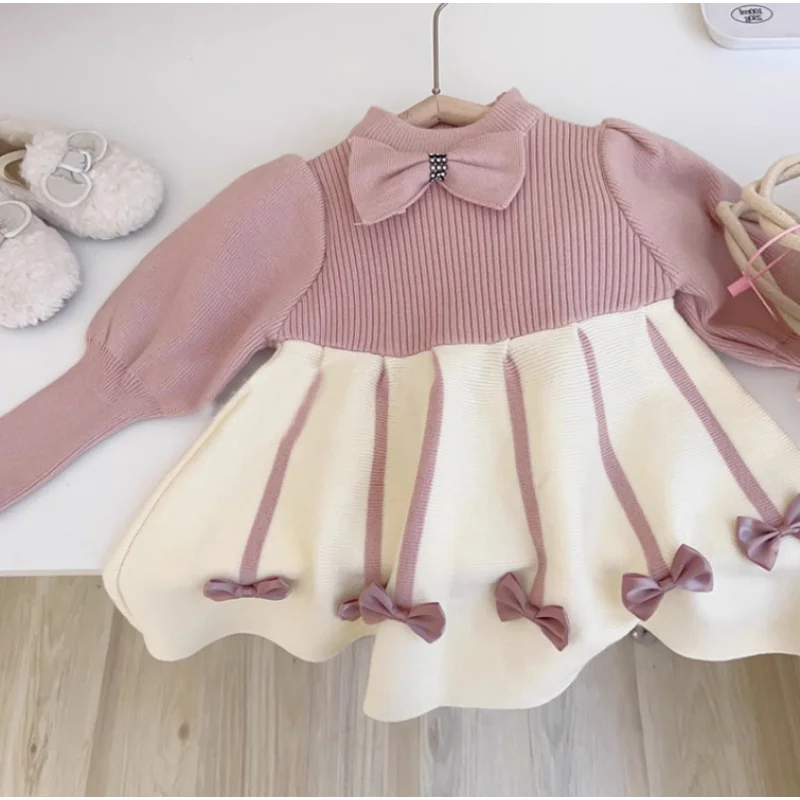 

Girls' Dress Autumn and Winter New Children's Fashionable Thickened Princess Dress Internet Celebrity Little Girl Sweater Skirt