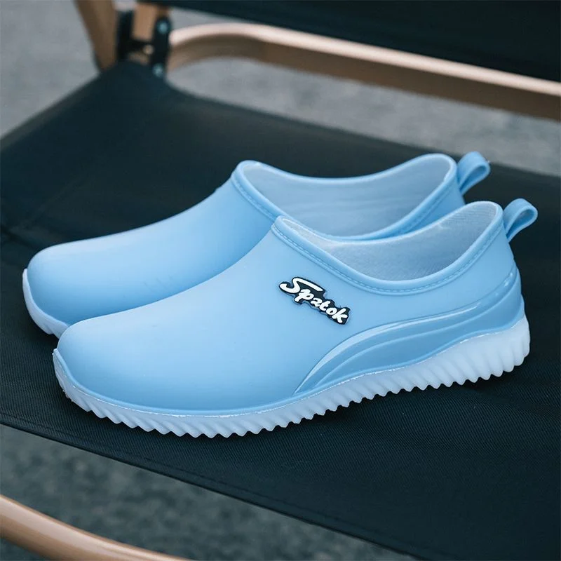 Ladies' fashionable new style waterproof shallow-toe anti-slip rain shoes, wear-resistant kitchen thick-soled short-tube work ru view 6