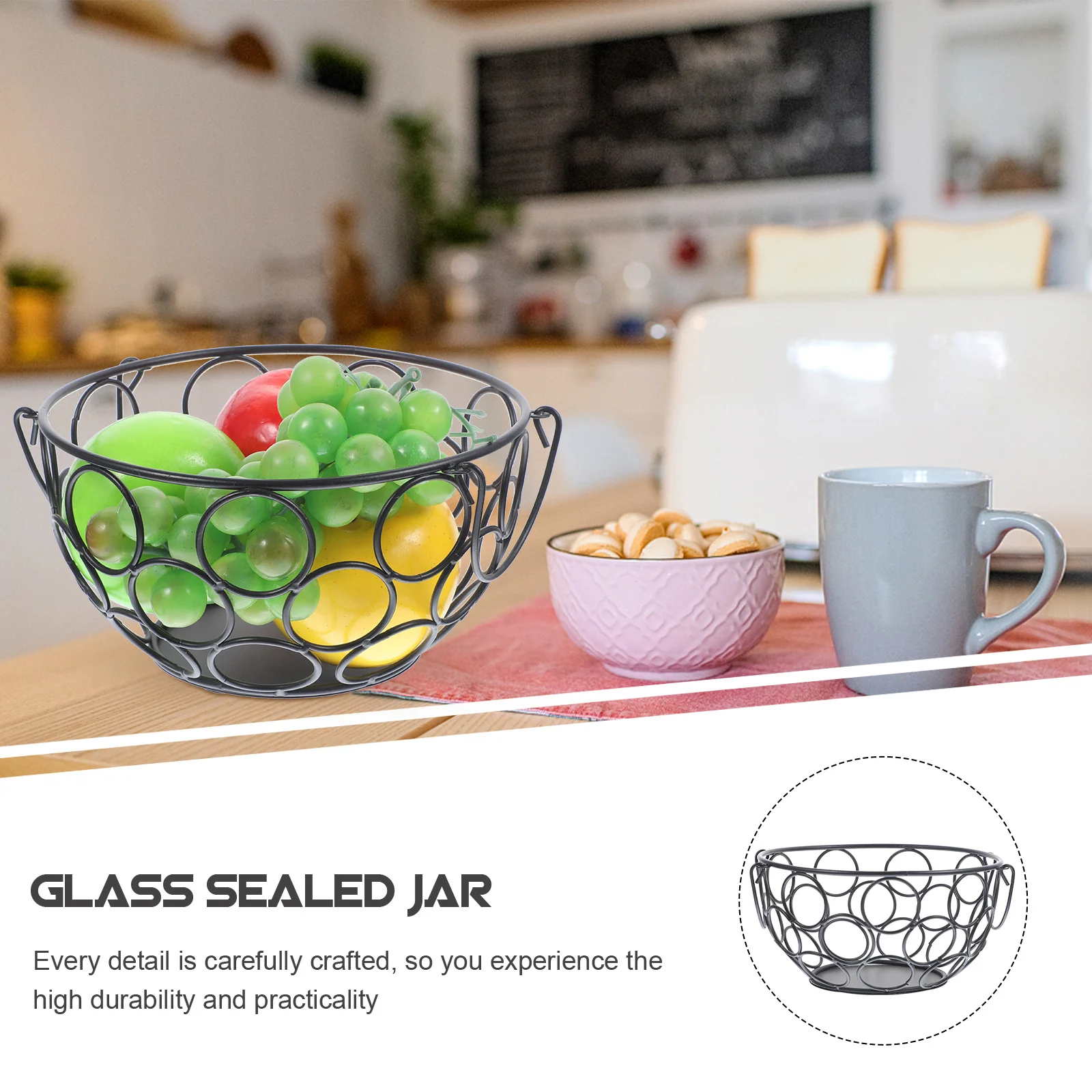 

Iron Kitchen Storage Basket Large Hollow Fruit Vegetable Snack Egg Organizer Countertop Food Container for Home Decor