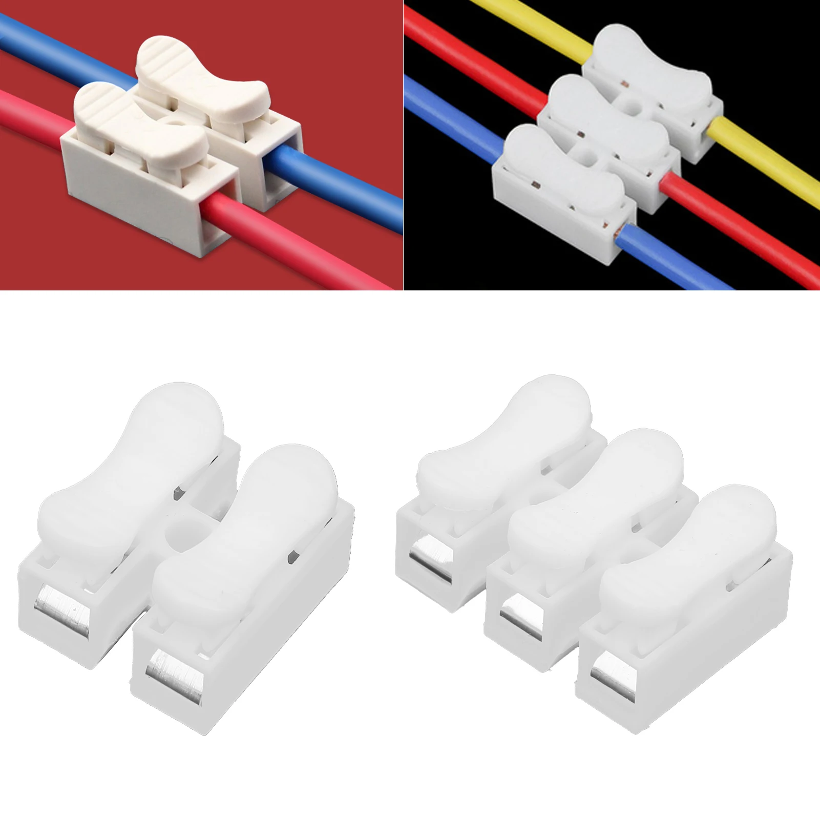 200Pcs Quick Connector Cable Clamp Terminal Block Wire Press Spring Industrial Supplies