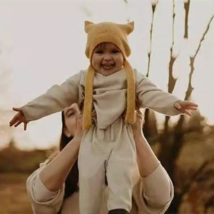 Ins-Sombrero de felpa de conejo de dibujos animados para recién nacido, gorro de algodón con protección para los oídos de encaje, lindo niño y niña,