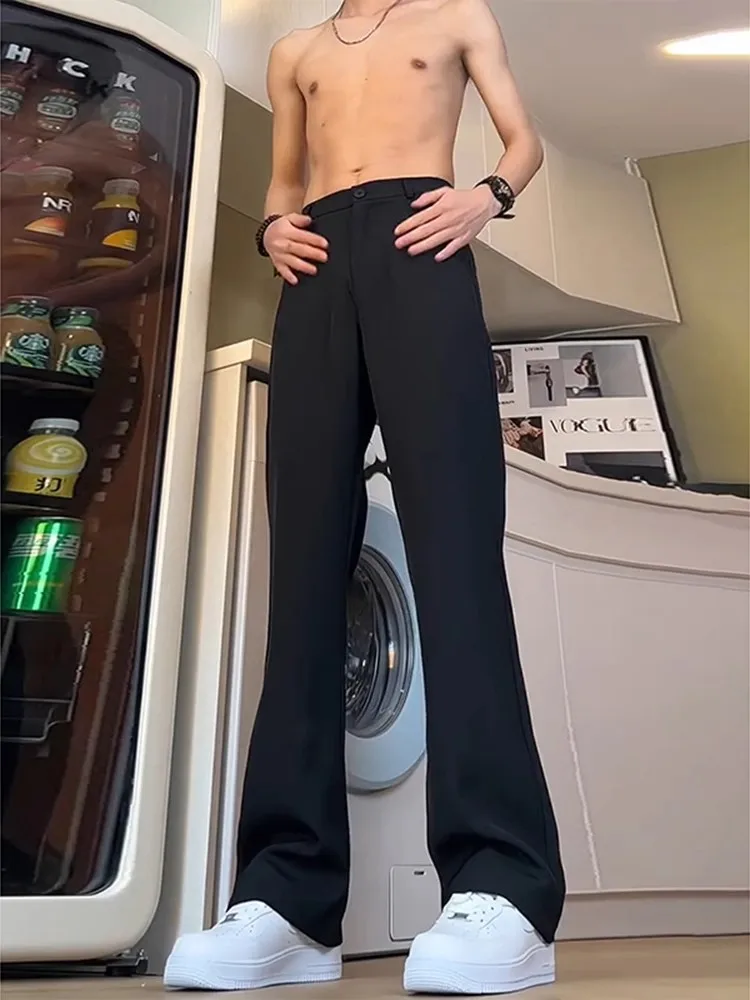 

Men's Straight Leg Bell Bot Casual Pants Spring Summer New Sle Trendy Brand Haome Loose Fit Knife Flared Trousers