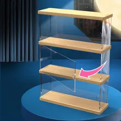 1-3 Tier Clear Acrylic Storage Box for Blind Box Toys, Assemble Car Model Display Cabinet with Door, Action Figures Showcase