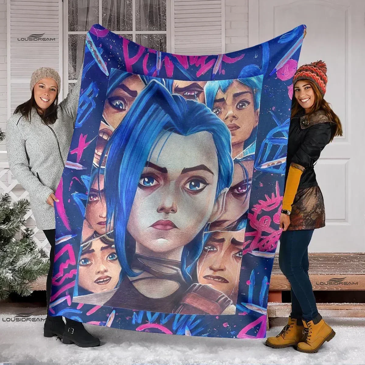 Cartoon Jinx Arcane: League of Legends Blanket Lightweight Comfortable Soft Breathable Ultra Warm Blanket Bedding