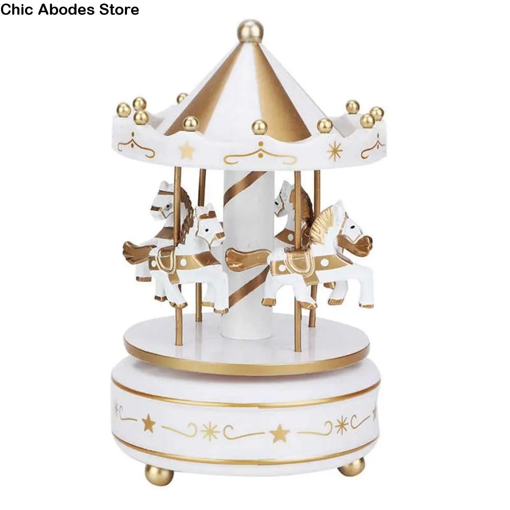 

Exquisite Design Carousel Music Box Carousel Painted Ferris Wheel Ornaments Easy Use Plastic Carousel Cake Accessories Christmas