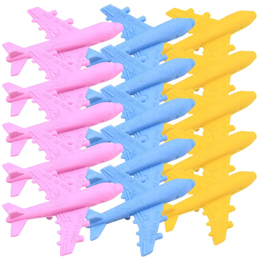 15Pcs 3D Airplane Shape Erasers Fun Educational Stationery School Supplies Classroom Rewards Party Favors Gift Bags Cartoon