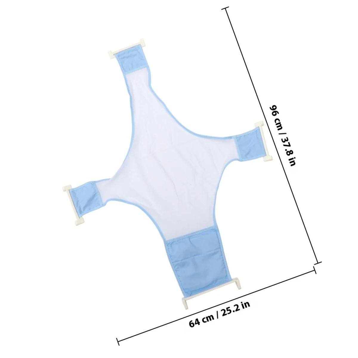 1pc Supporto per seggiolino da bagno per neonato Maglia da bagno per neonato Rete da doccia regolabile antiscivolo Blu chiaro Robusta fibbia in PP Vestibilità comoda