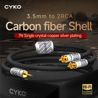 CYKO HIFI 3.5mm to 2RCA Audio Cable silver plated 7N OCC Conduct 3.5mm Jack for Speaker Decoder Amplifiers