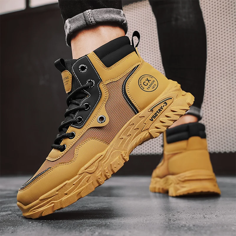 أحذية العمل الرجالية الشتوية الدانتيل متابعة أحذية رجالية منصة السلامة الدافئة حجم 44 تعزيز مصمم الأزياء المضادة للانزلاق