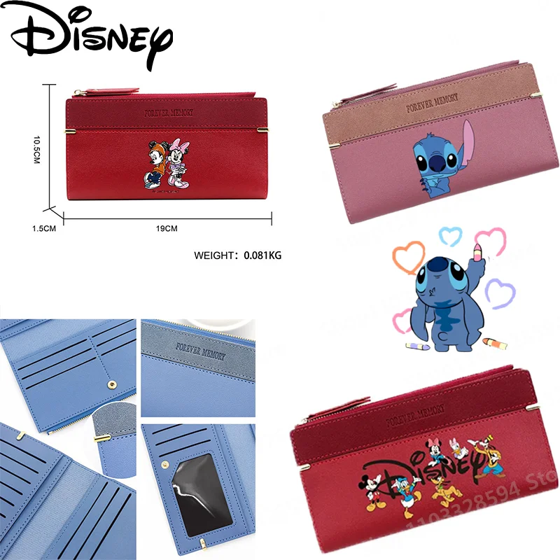 

Anime Disney Mickey Mouse Purse Student Long Stitch Purse Hand Zipper Large Capacity Purse Women's Coin Card Bag Coin Bags Gift