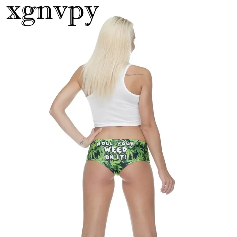 xgnvpy 3D Panties Lovely Roll Your Weed Funny Print Kawaii Women Push Up Briefs Lingerie Thong Female