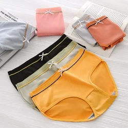 Women's Panties  Solid Color Underwear Mid Waist Plus Size Briefs Comfortable Breathable Underpants Female Lingerie