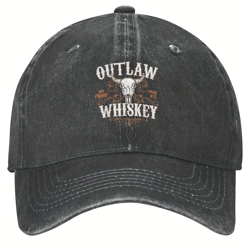 Outlaw Whiskey Country Retro Pattern Baseball Cap Men's and Women's Outdoor Sports Baseball Cap
