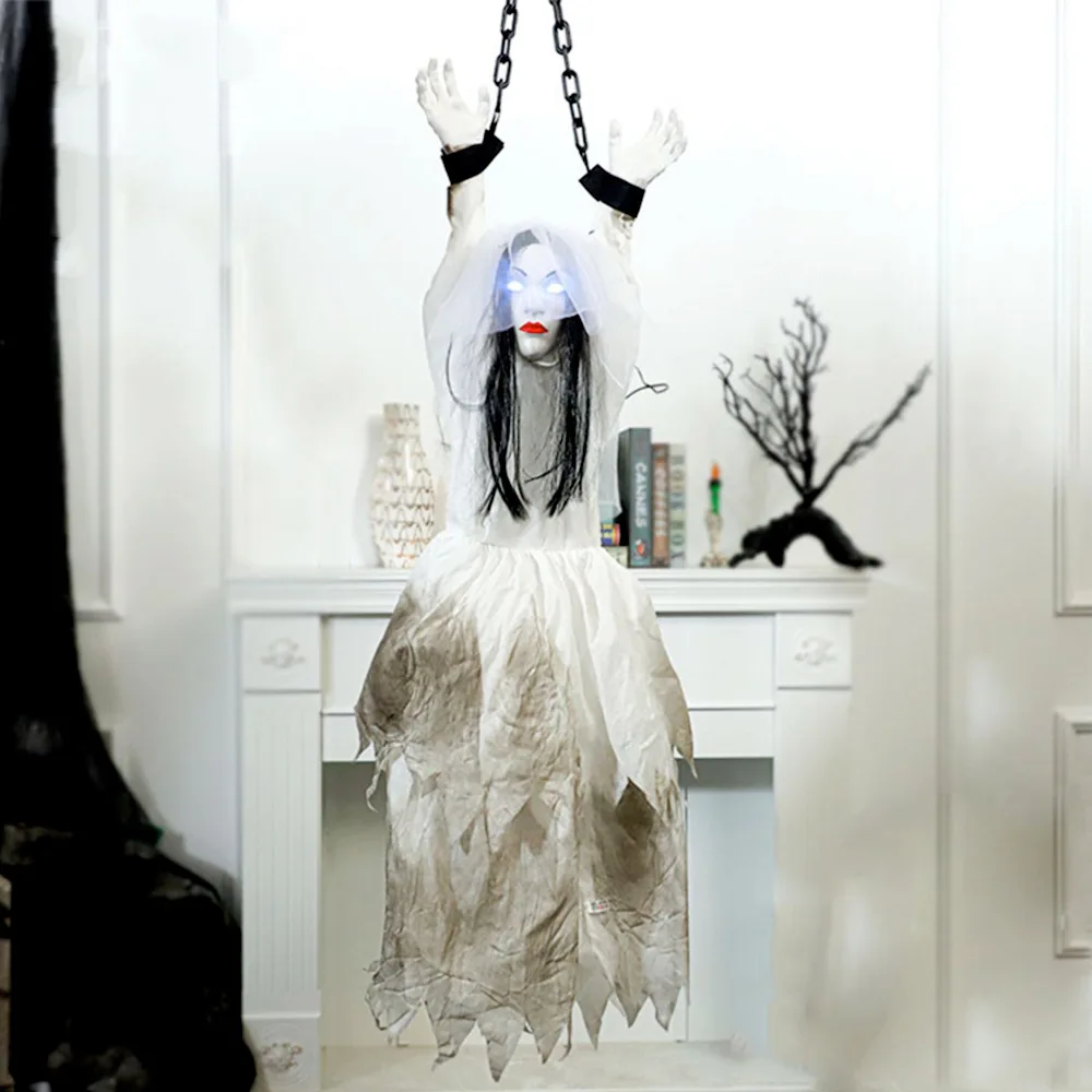 Animated Hanging Halloween Clown with Chain and Glowing Eyes description 12
