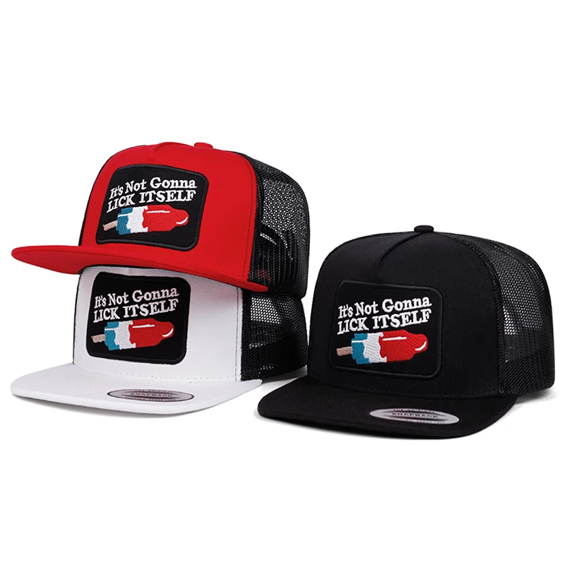 2026 Fashion New Baseball Hat Ice Stick LICK Embroidered Flat Edge Hat Daily Casual Decorative Hat Sunshade Hat Unisex Mesh Hat