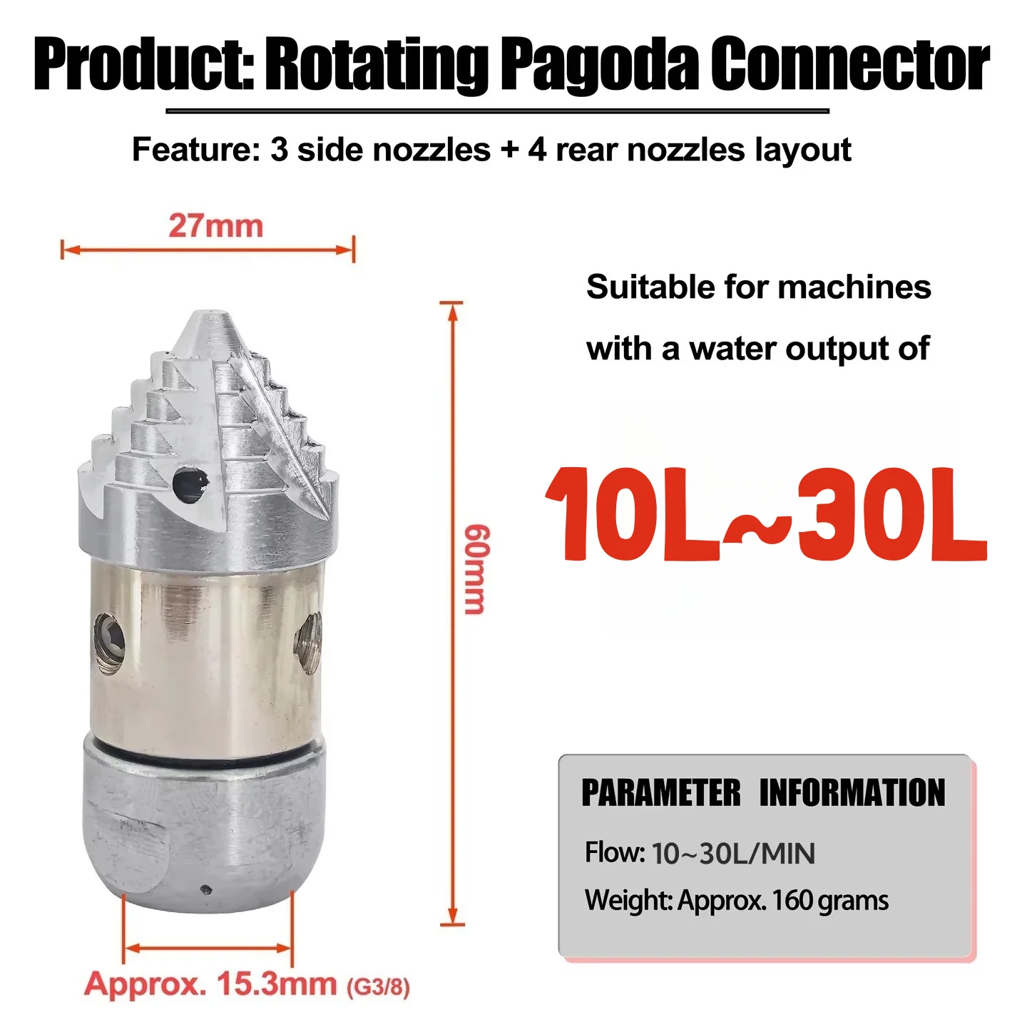 1pc Industrial Grade High-Pressure Stainless Steel Drain Nozzle - Pipe Unclogger & Sewer Dredging Tool