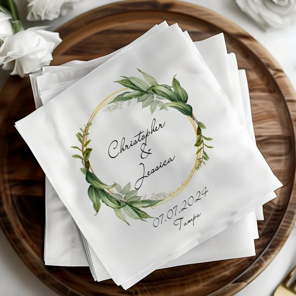 Custom Wedding Napkins,Personalized Napkins,Custom Gifts for Rehearsal,Elegant Design,Wedding Keepsake,3PLY Beverage & Luncheon