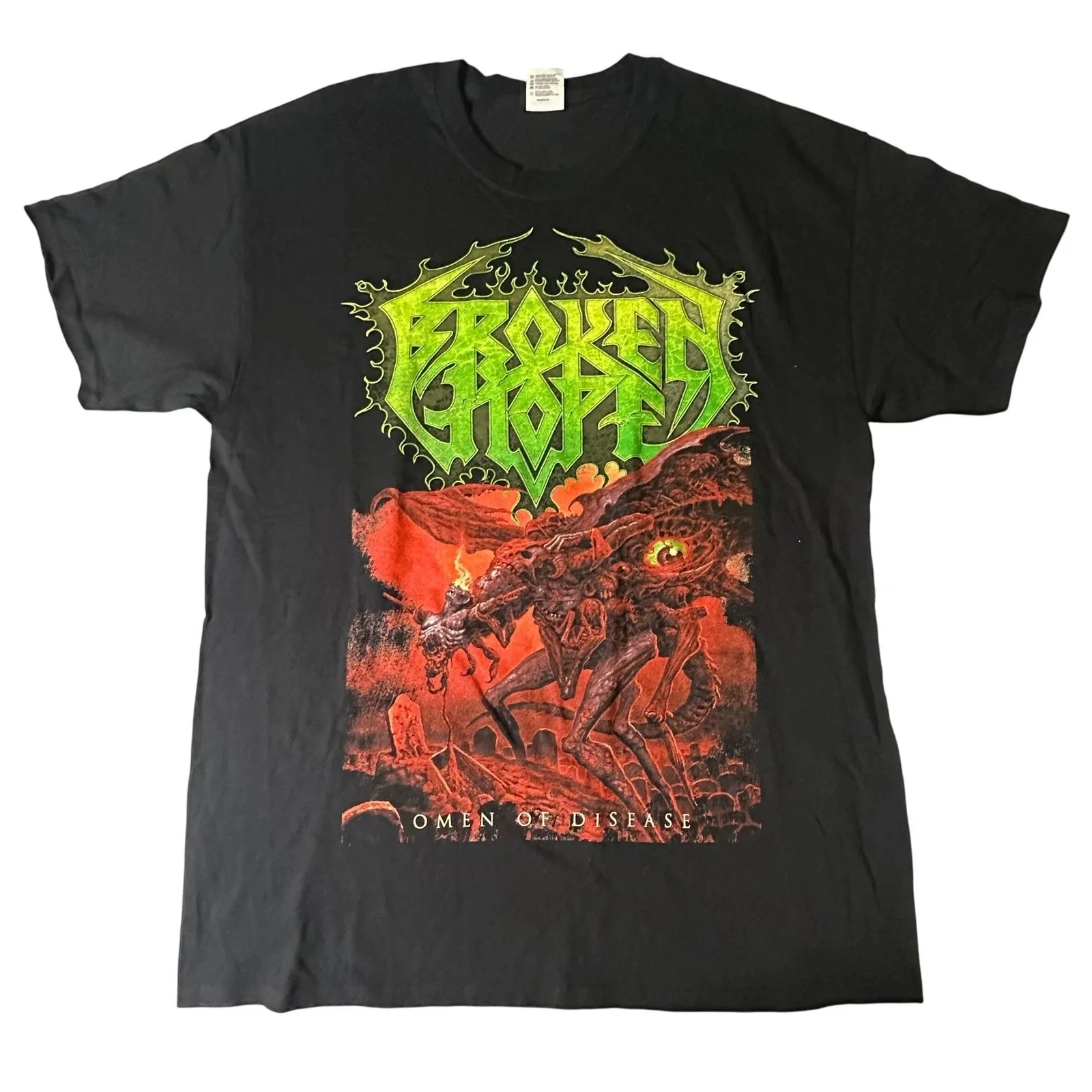 Broken Hope Omen Of Disease 2014 Tour T-Shirt Large L Black Death Metal Merch