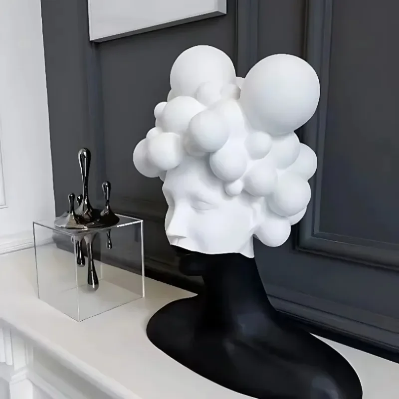 

For Kreative Schwarz-weiße Farbe Frau Figur Handwerk Abstrakte Figur Harz Menschlichen Kopf Skulptur Home Dekoration