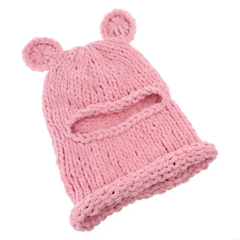 

P88A Handwoven Hat Knitted Beanie Warm Hat Teenagers Girl Earflap Hat Novelty Head Wear New Year Party Headdress Photo Props