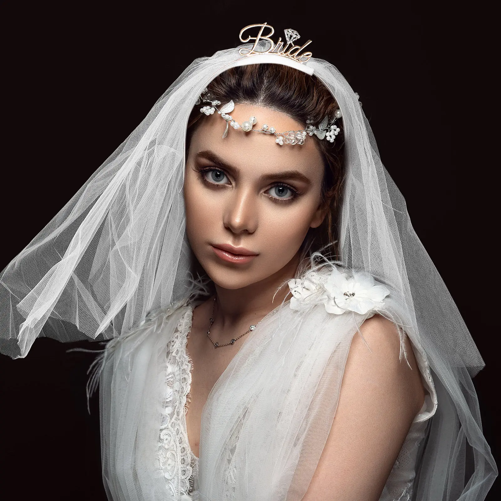 

Bride Veil Headband Wedding Bridal Headpiece Elegant Stable Material Exquisite Craftsmanship for Wedding Prom Evening Party