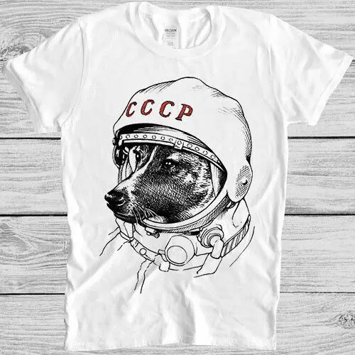 Laika T Shirt Astronaut Dog Russia Drawing Art Gft Tee   Unisex T-shirts for Men Women Summer  vintage