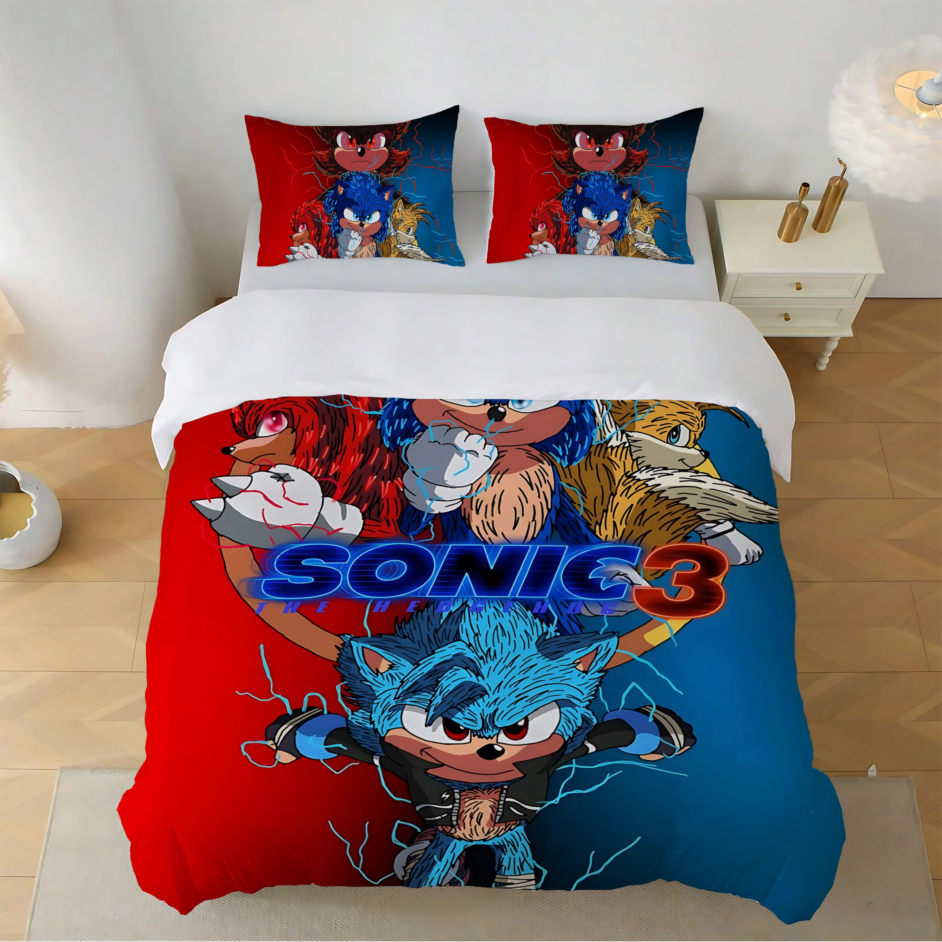 

3 Piece Bedding Set Soft Cotton S_ShadowS The Hedgehog_G & Duvet Cover Modern Home Decor for Bedroom Living Room 2025 New Design