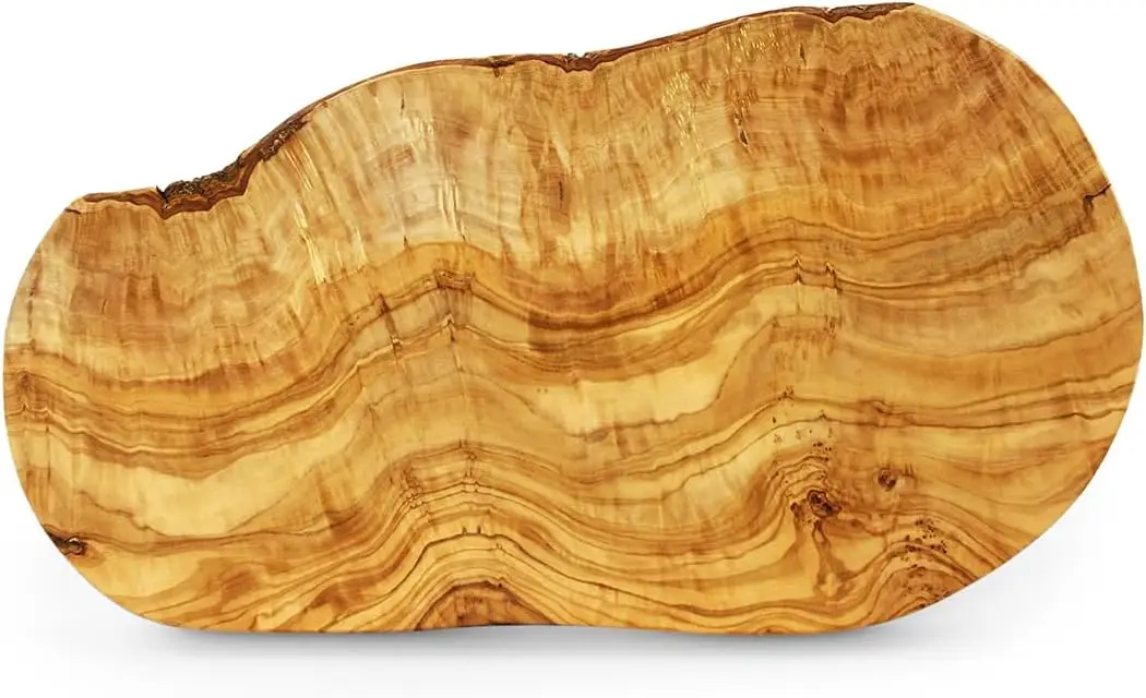

Large 16x8 Inch Olive Wood Cutting Board for Charcuterie and Cheese Serving Tray with Rustic Edge