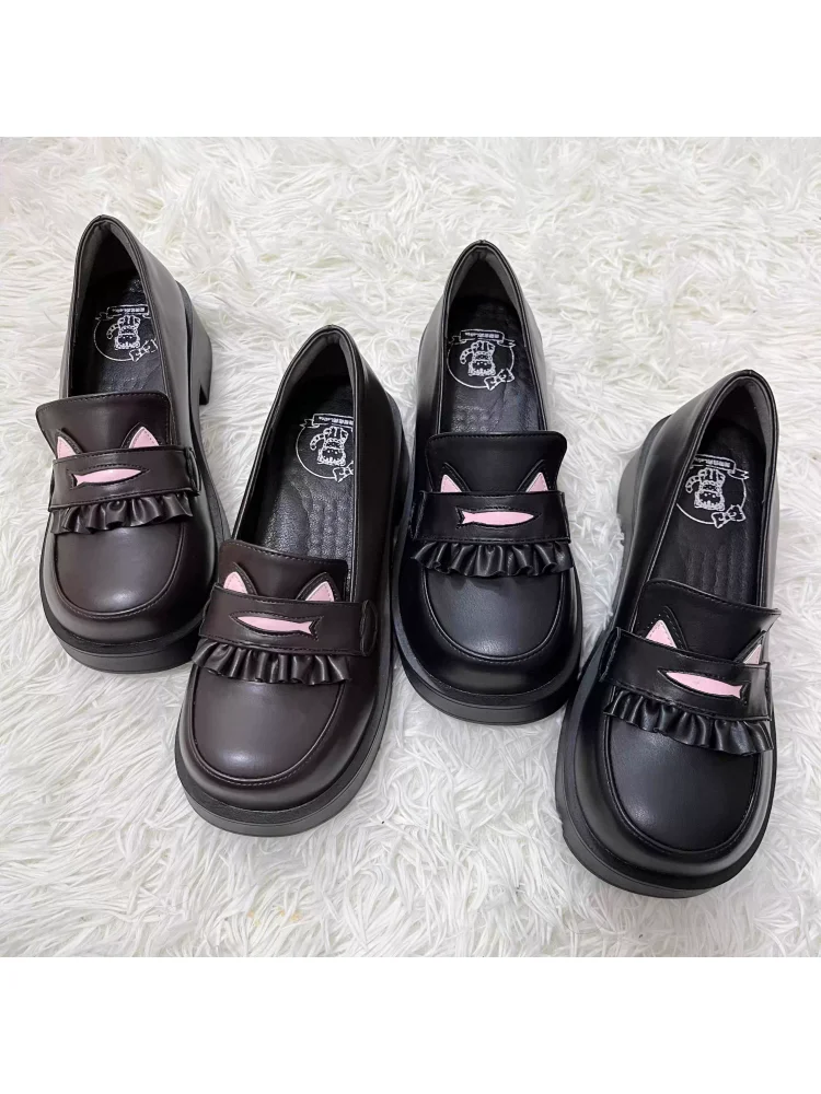 Cat Academy Original Thick Soled Raised Round Head Jk Uniform Shoes Comfortable Student Shoes Lolita