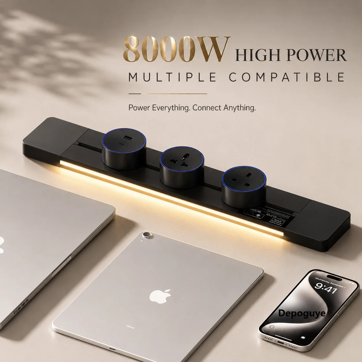 Induction lamp Wall Track Socket EU FR Italy Israeli UK Standard Home Office Electric Socket Removable Plugs Adapter USB C Ports