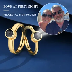 Personalized Color Photo Projection Rings for Women Minimalist Circle Couple Customized Open Ring Nice Gifts To Lovers Men