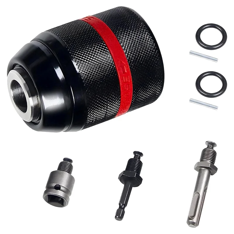 

LNHF Keyless Drill Chuck For Milwaukee, 1/2-20UNF Mount, 1.5-13Mm Self-Tighten, With SDS-Plus & Hex Shank Adapters