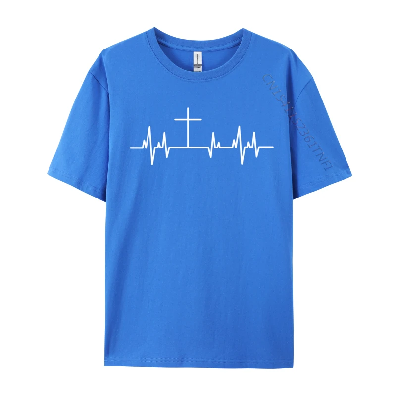 Christians Heartbeat Ecg Cosie Premium Cotton T-Shirts For Men Slim Fit T Shirt Wholesale Sweatshirts Cool Men Clothing