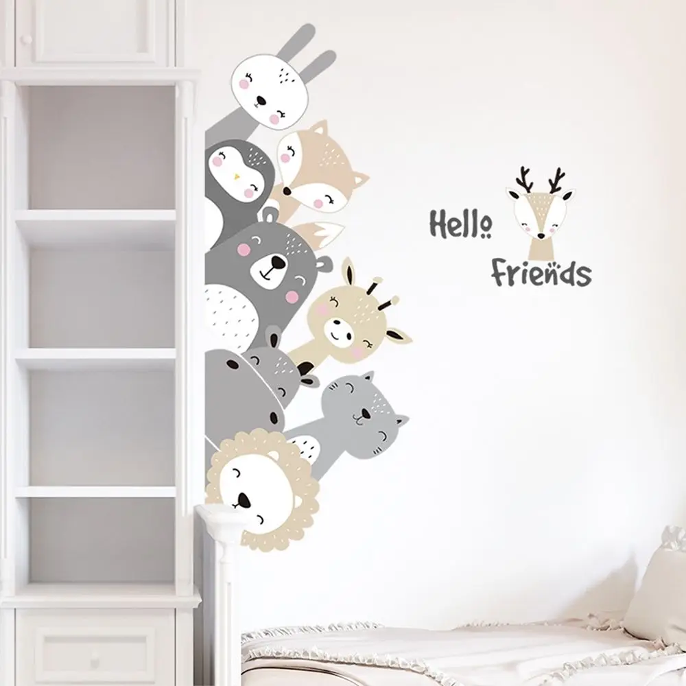 DIY autoadhesivo para habitaciones de niños pegatinas de animales decoración del hogar León oso pegatinas de pared Mural calcomanías guardería