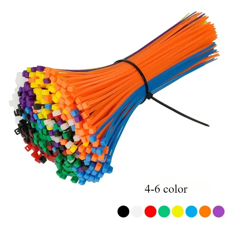 3×200mm Size 100Pcs/Bag Multicolor Slef-Locking Nylon Cable Tie Quickly Bundle Plastice Loop Wire Wrap Random color image 2