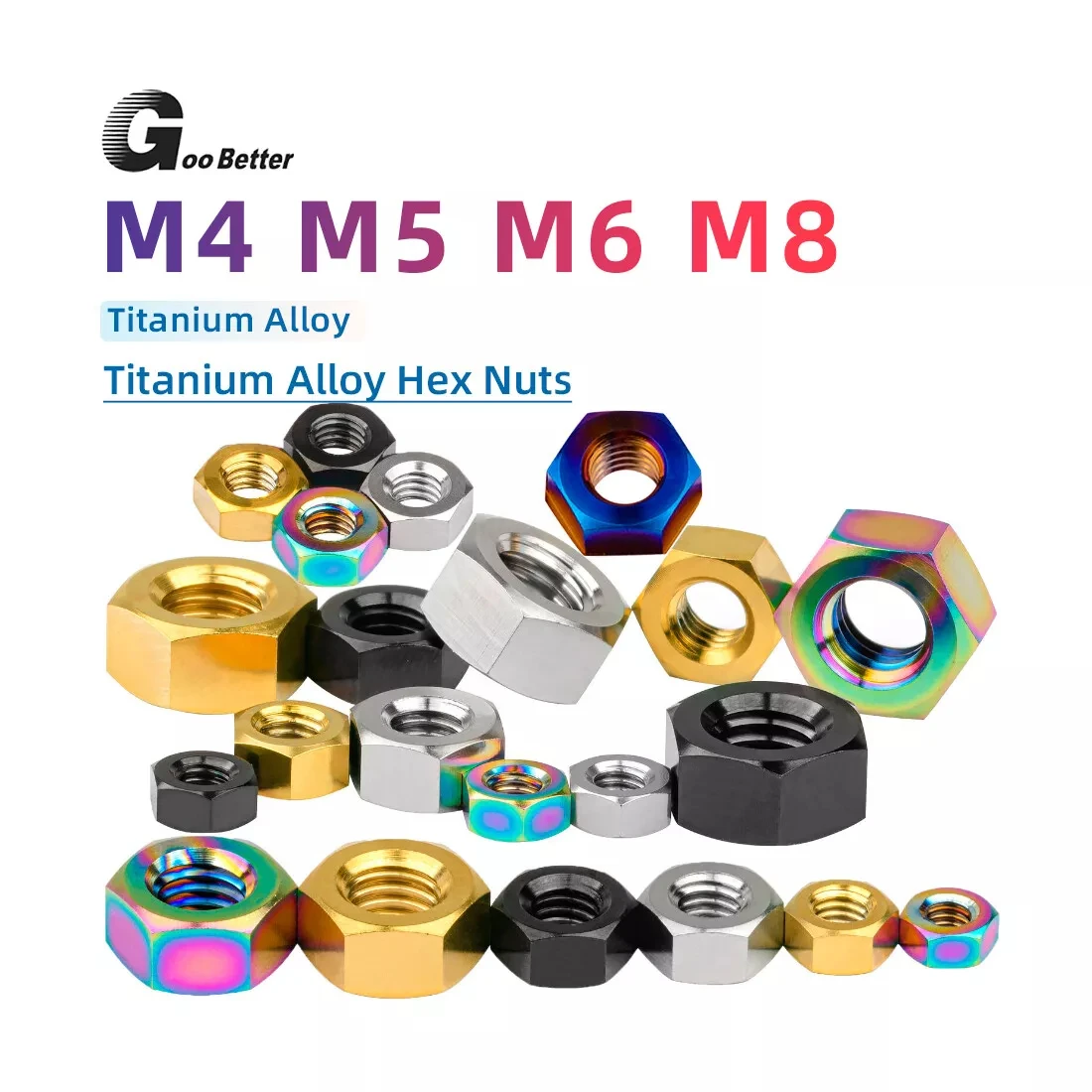 

5Pcs Titanium Nuts M4 M5 M6 M8 Hex Nut for Bike Motorcycle Car Boat