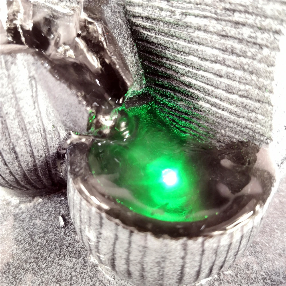 شركة الثروة الحلي منضدية نافورة داخلي صغير الجنينة سطح المكتب المتتالية شلال مع كرة دوارة LED للزينة