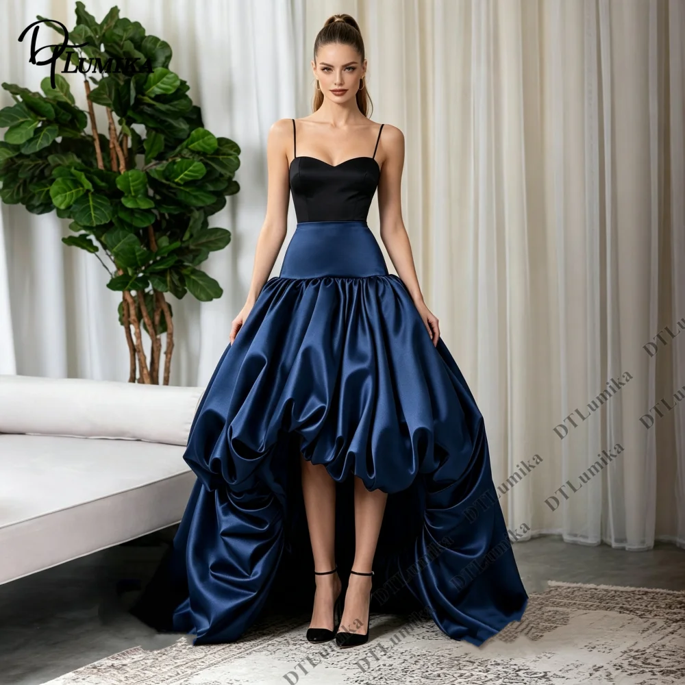 Women High Waist Satin Maxi Skirt Puffy Bubble Ruffle Train Skirt Customized Color Size Elegant Formal Homecoming Prom Skirt