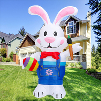 5.9FT Easter Inflatable Bunny Decorations Build-in LED Easter Egg Rabbit Inflatable Toys for Party Outdoor Home Garden Decor