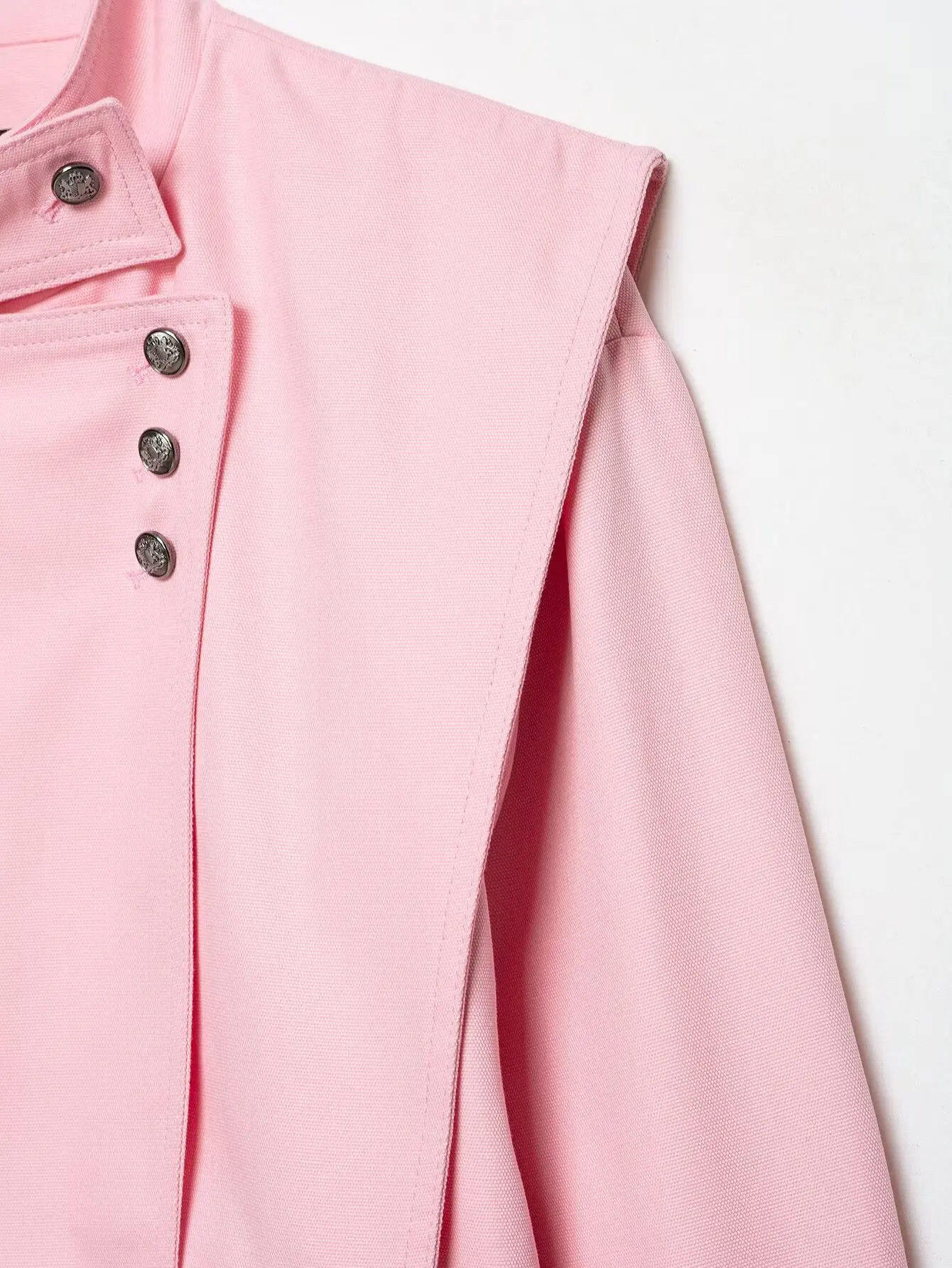 HH Damen Elegante Asymmetrische Jacke Stehkragen Knopfdetail Oberbekleidung Frühling Herbst Business Casual & Büro Streetwear – Detail 9